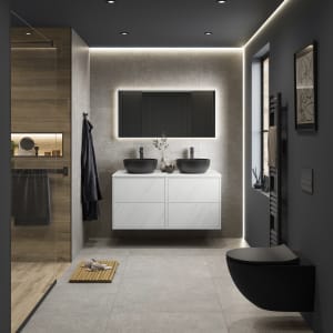 Wickes Boutique Cortina Dark Grey Matt Porcelain Wall & Floor Tile - 800 x 800mm