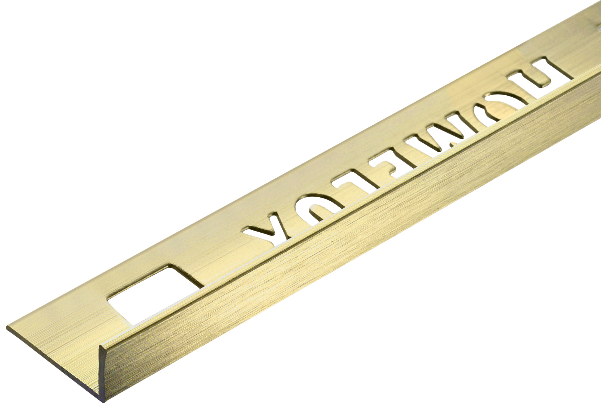 Homelux 8mm Light Brushed Gold Metal Straight Edge Tile Trim - 2.5m