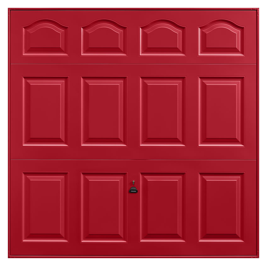 Garador Cathedral Panelled Framed Retractable Garage Door - Ruby Red - 2134mm