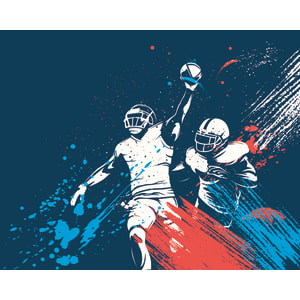 Origin Murals American Footballers Paint Splash Blue Wall Mural - 3 x 2.4m