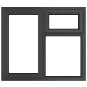 Crystal uPVC Grey Left Hung Top Opener Clear Double Glazed Fixed Light Window - 905 x 965mm