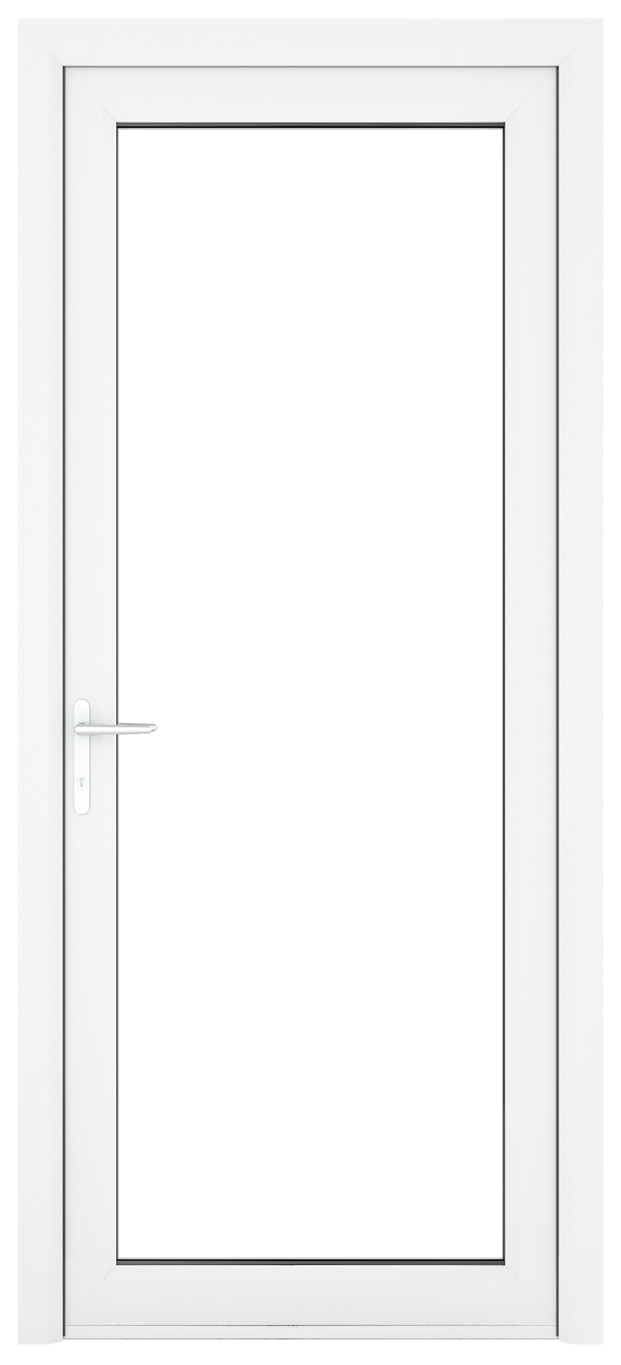 Crystal uPVC White Right Hand Inwards Clear Double Glazed Full Glass Single Door - 2090mm