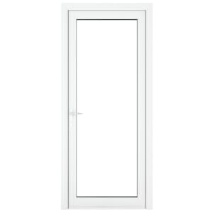 Crystal uPVC White Right Hand Inwards Clear Double Glazed Full Glass Single Door - 840 x 2090mm