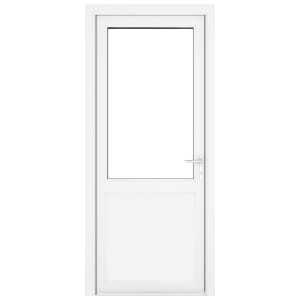 Crystal uPVC White Left Hand Inwards Clear Double Glazed Half Glass Half Panel Single Door - 840 x 2090mm
