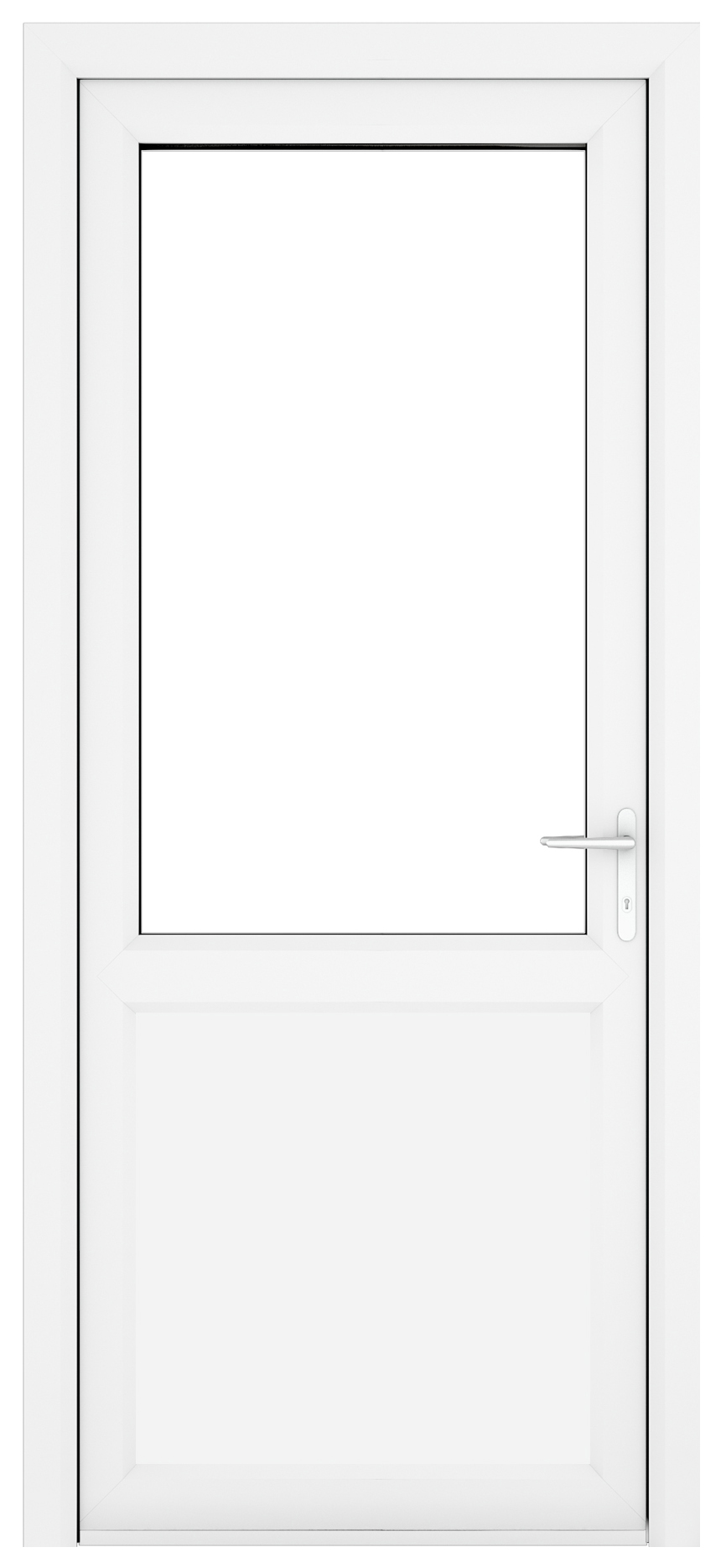 Crystal uPVC White Left Hand Inwards Clear Double Glazed Half Glass Half Panel Single Door - 2090mm