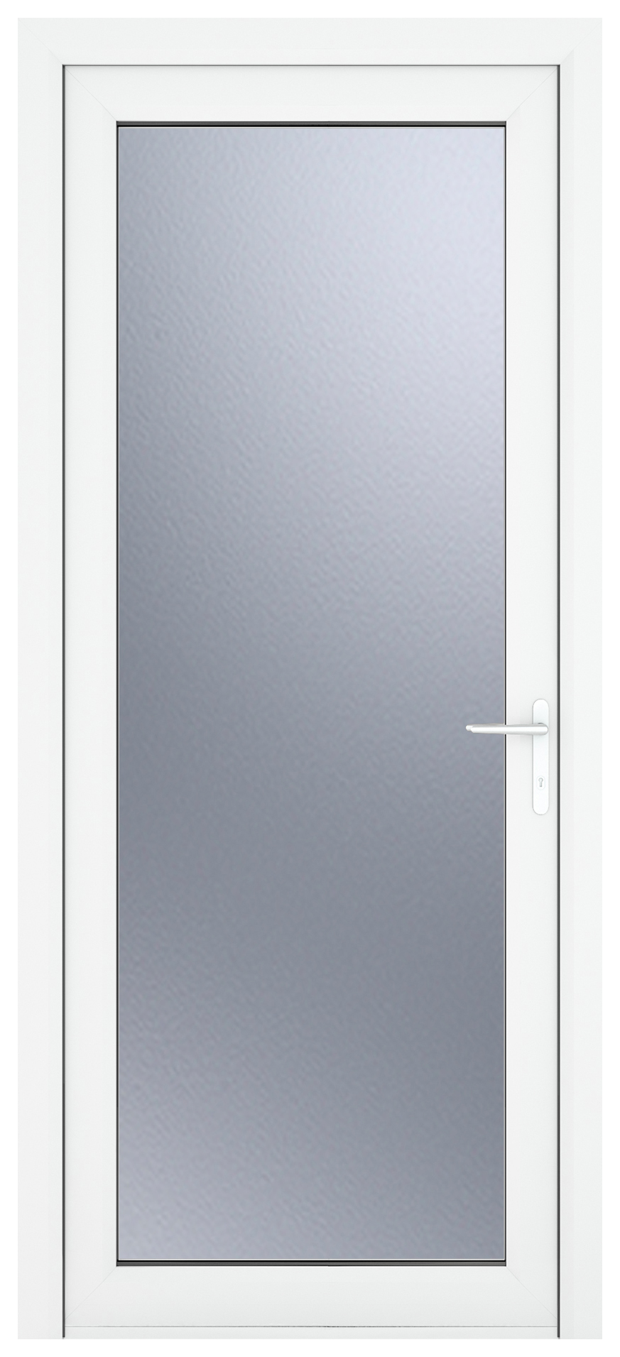 Crystal uPVC White Left Hand Inwards Obscure Double Glazed Full Glass Single Door - 2090mm
