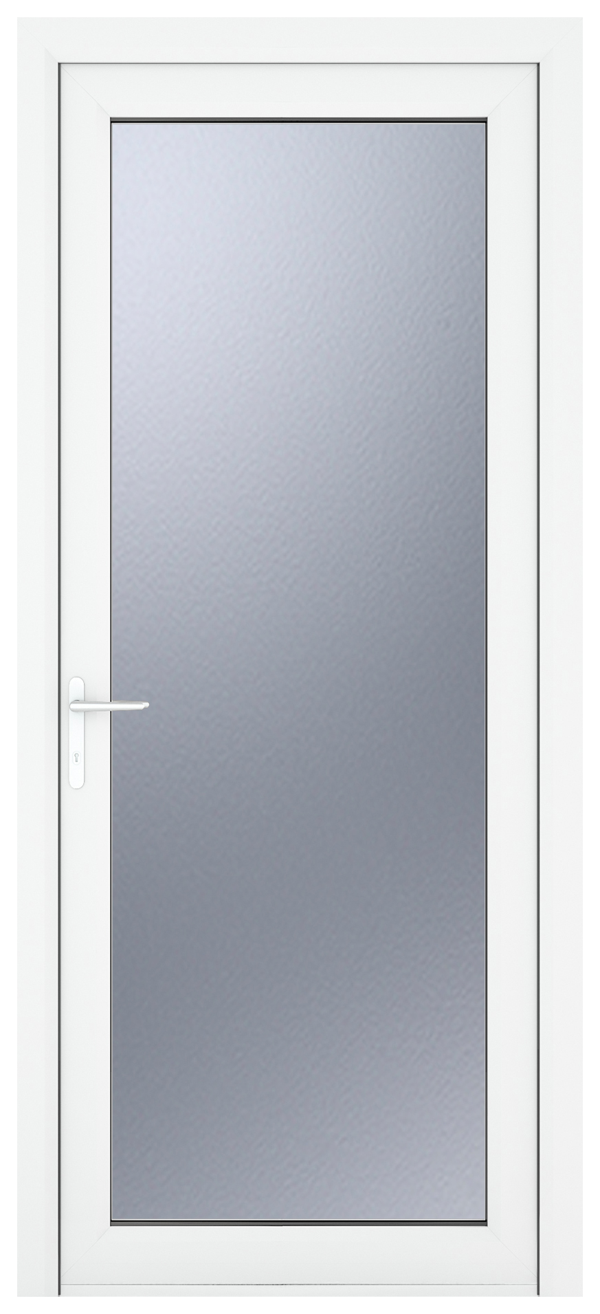 Crystal uPVC White Right Hand Inwards Obscure Double Glazed Full Glass Single Door - 2090mm