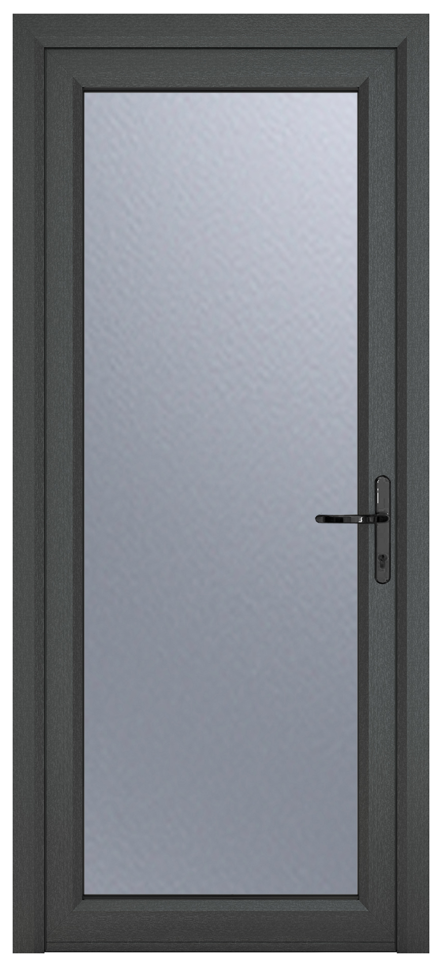 Crystal uPVC Grey Left Hand Inwards Obscure Double Glazed Full Glass Single Door - 2090mm