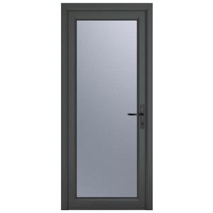Crystal uPVC Grey Left Hand Inwards Obscure Double Glazed Full Glass Single Door - 840 x 2090mm