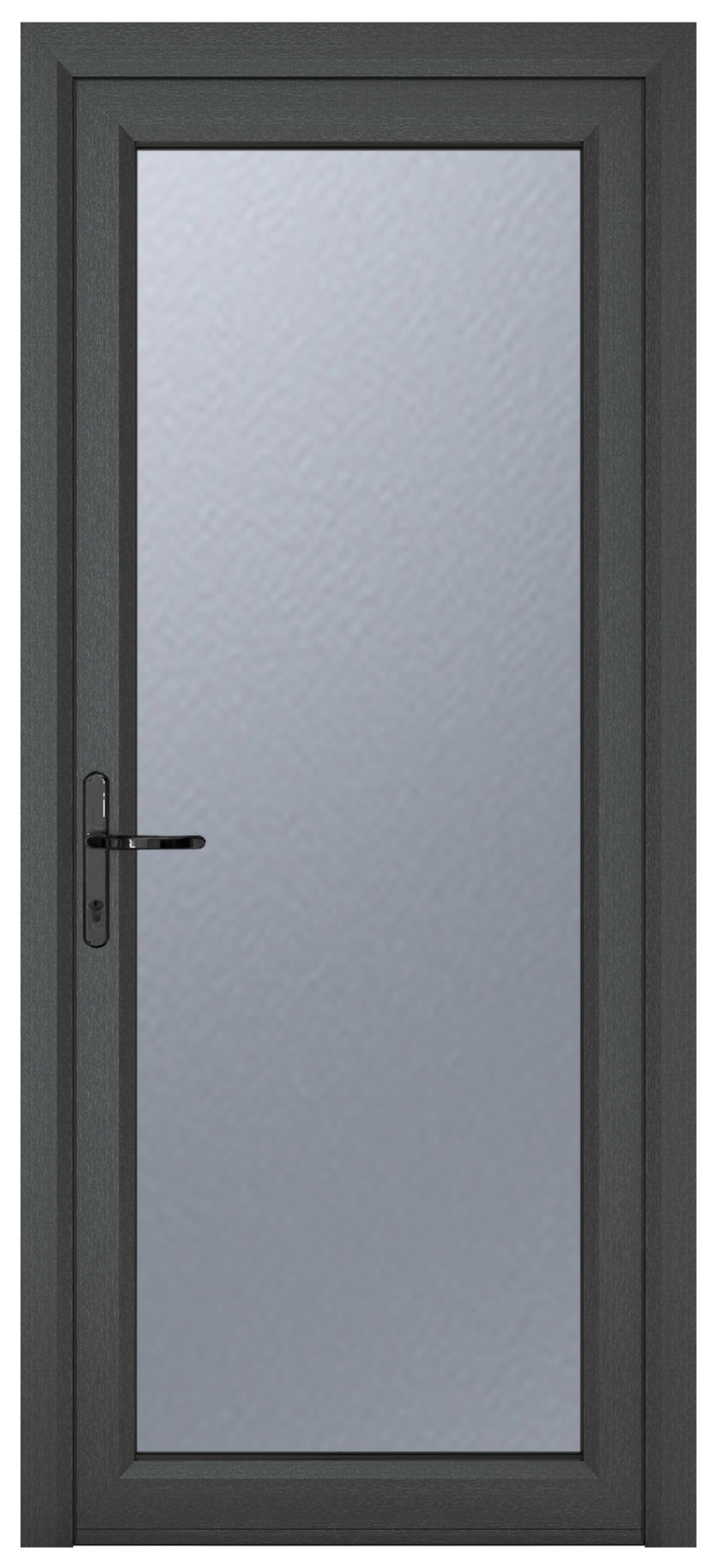 Crystal uPVC Grey Right Hand Inwards Obscure Double Glazed Full Glass Single Door - 2090mm
