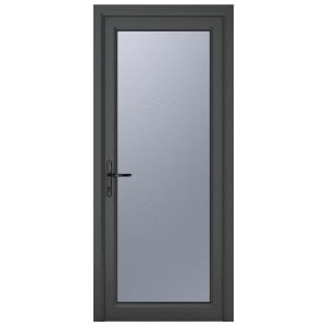 Crystal uPVC Grey Right Hand Inwards Obscure Double Glazed Full Glass Single Door - 840 x 2090mm