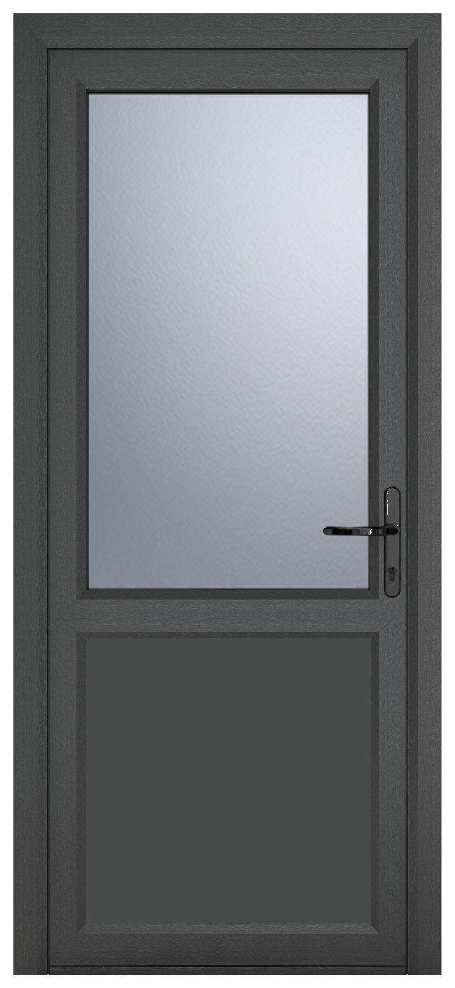 Crystal uPVC Grey Left Hand Inwards Obscure Double Glazed Half Glass Half Panel Single Door - 2090mm