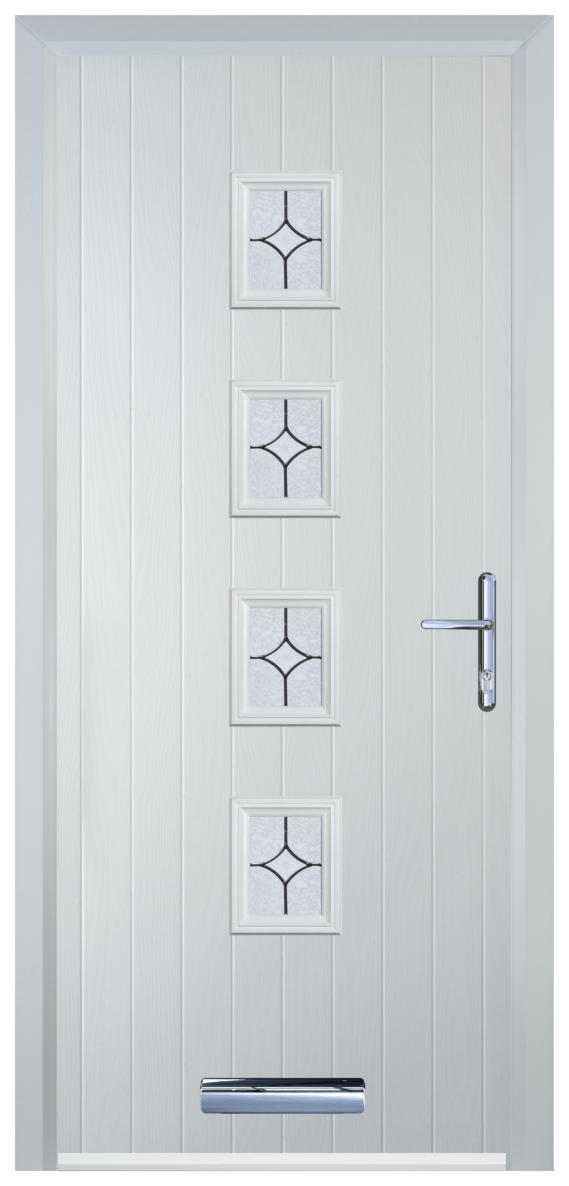Door-Stop 4 Square White Left Hand Composite Door with Flair Glass - 2100mm