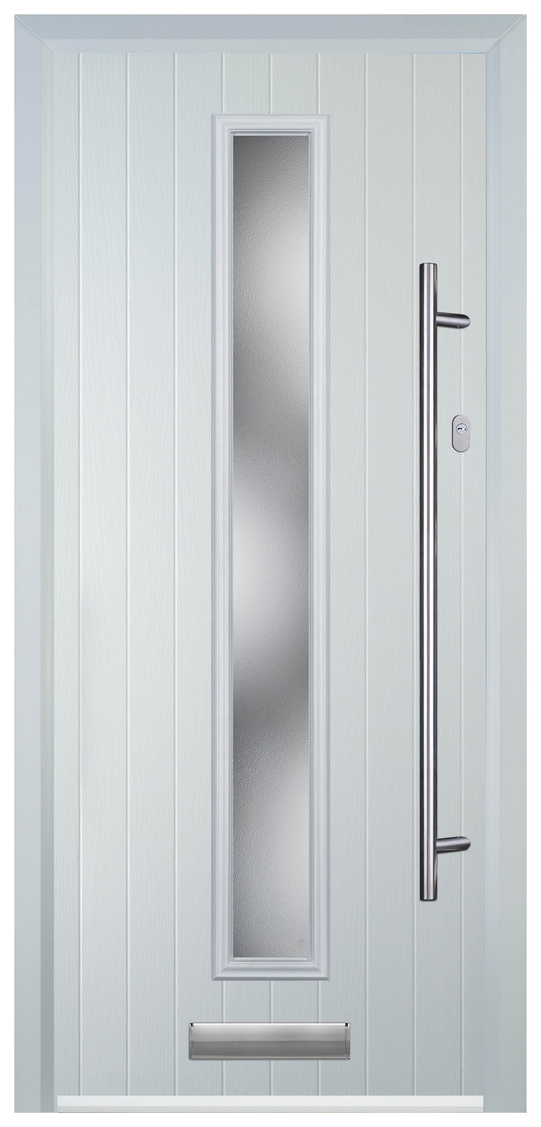 Door-Stop Cottage White Left Hand Composite Door with Long Narrow Glazing - 2100mm