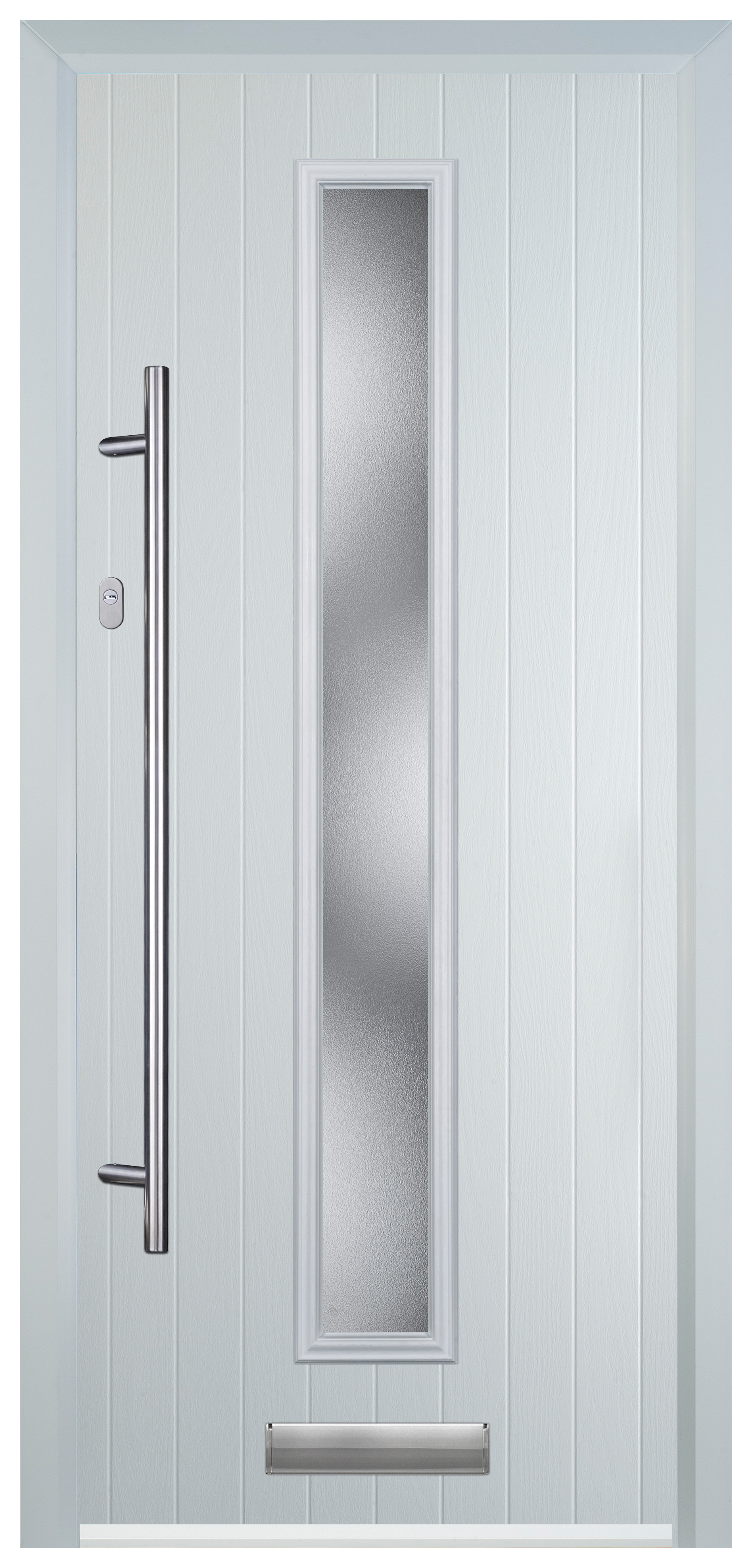 Door-Stop Cottage White Right Hand Composite Door with Long Narrow Glazing - 2100mm