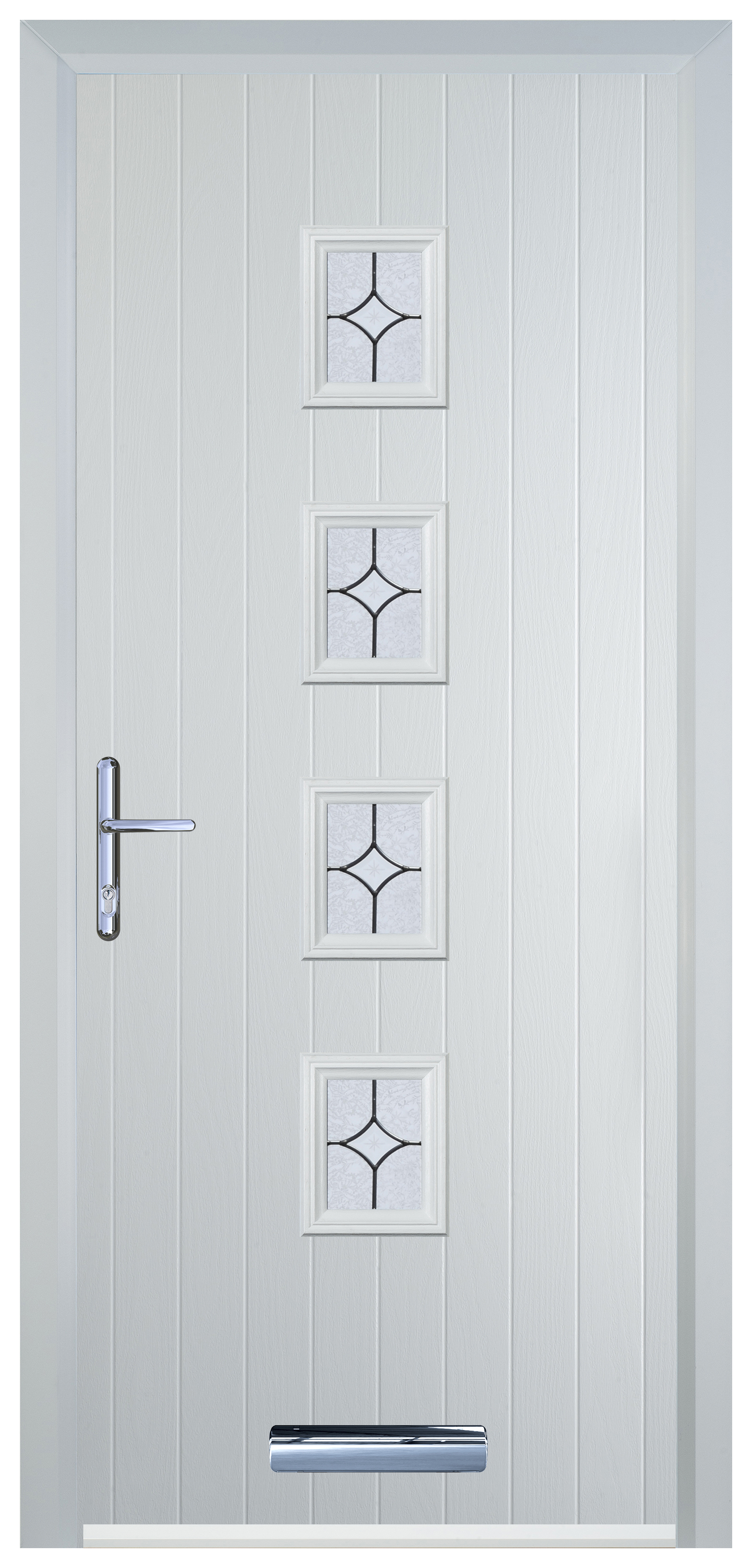 Door-Stop 4 Square White Right Hand Composite Door with Flair Glass - 2100mm
