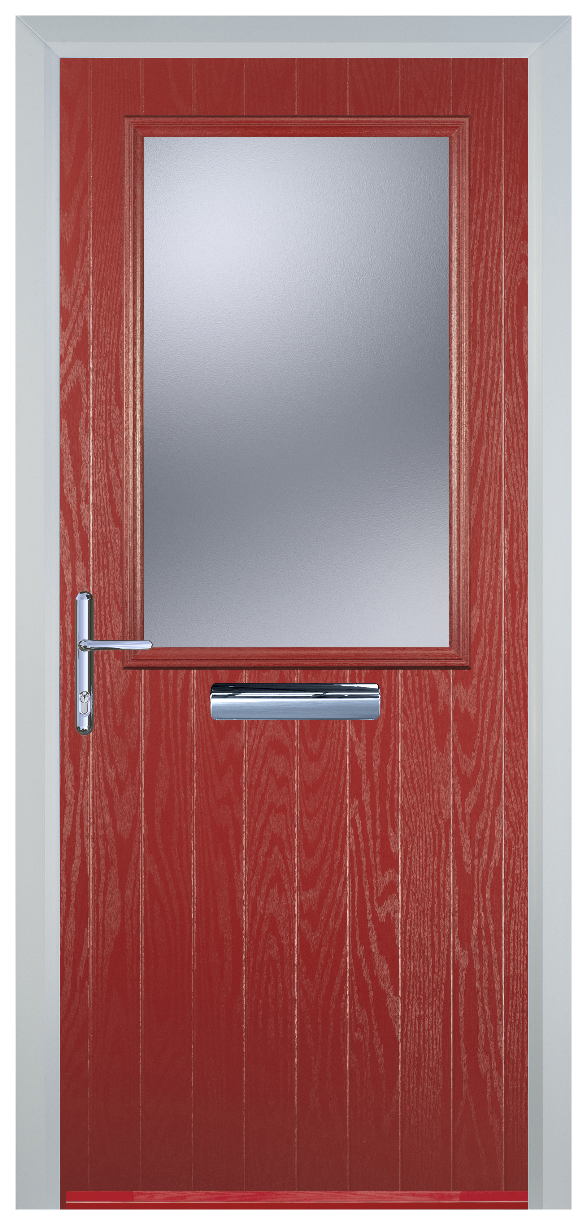 Door-Stop Cottage Half Glazed Red Right Hand Composite Door - 2100mm