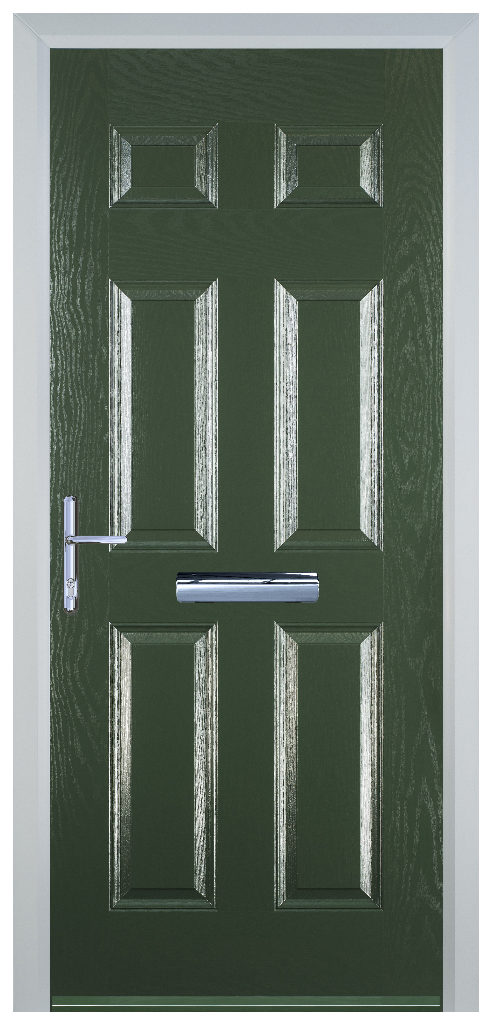 Door-Stop 6 Panel Green Right Hand Composite Door - 2100mm