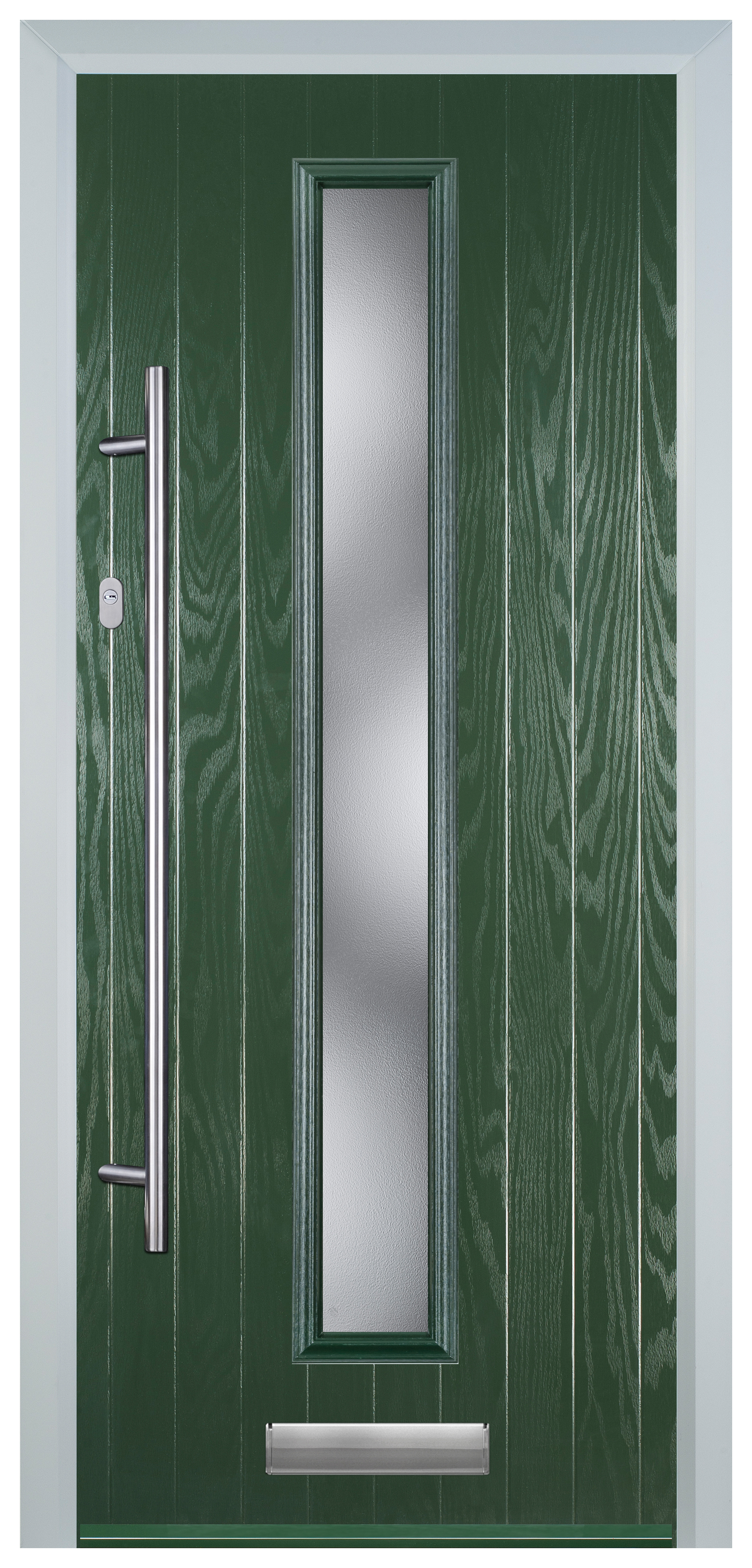 Door-Stop Cottage Green Right Hand Composite Door with Long Narrow Glazing - 2100mm