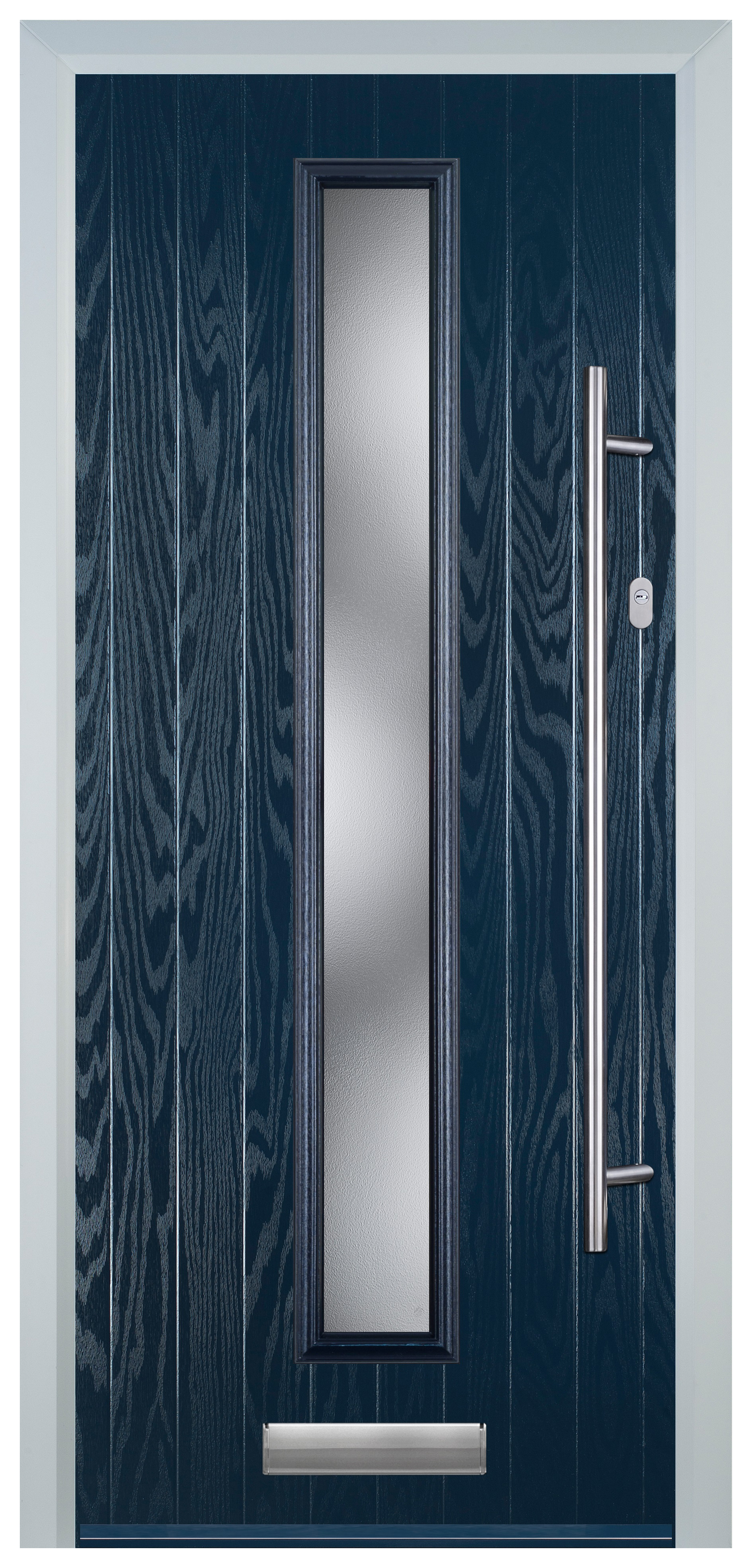 Door-Stop Cottage Blue Left Hand Composite Door with Long Narrow Glazing - 2100mm