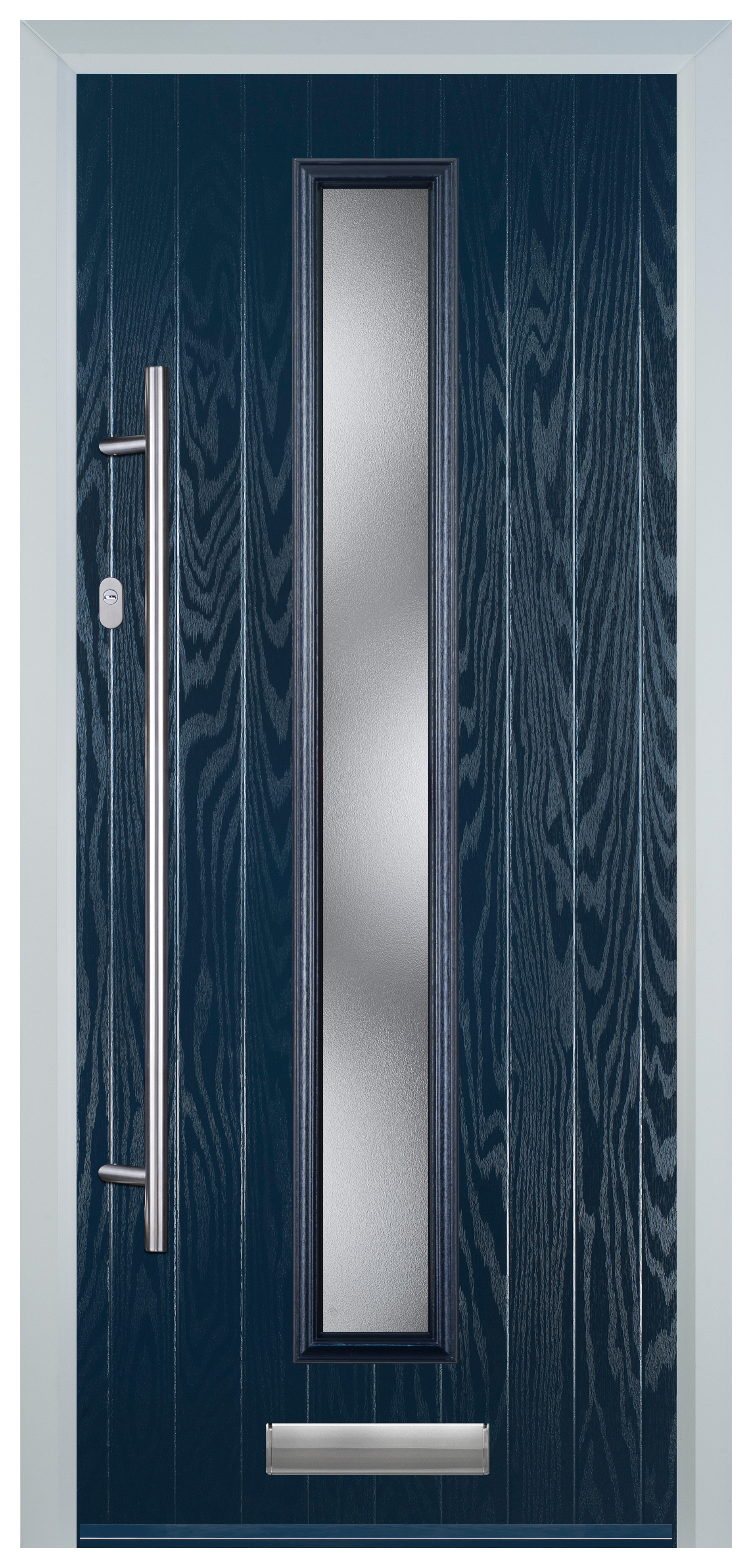 Door-Stop Cottage Blue Right Hand Composite Door with Long Narrow Glazing - 2100mm