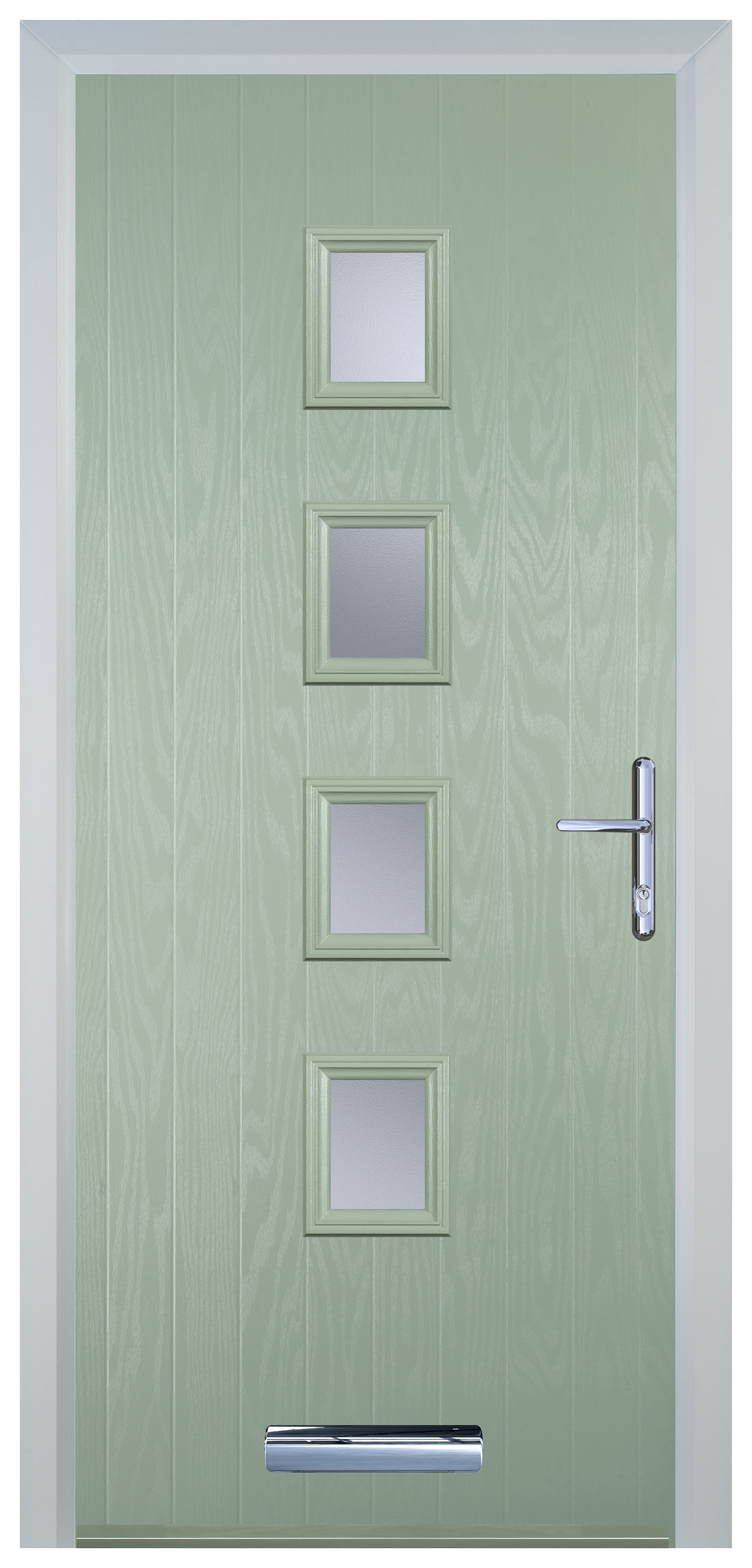 Door-Stop 4 Square Chartwell Green Left Hand Composite Door with Stippolyte Glass - 2100mm