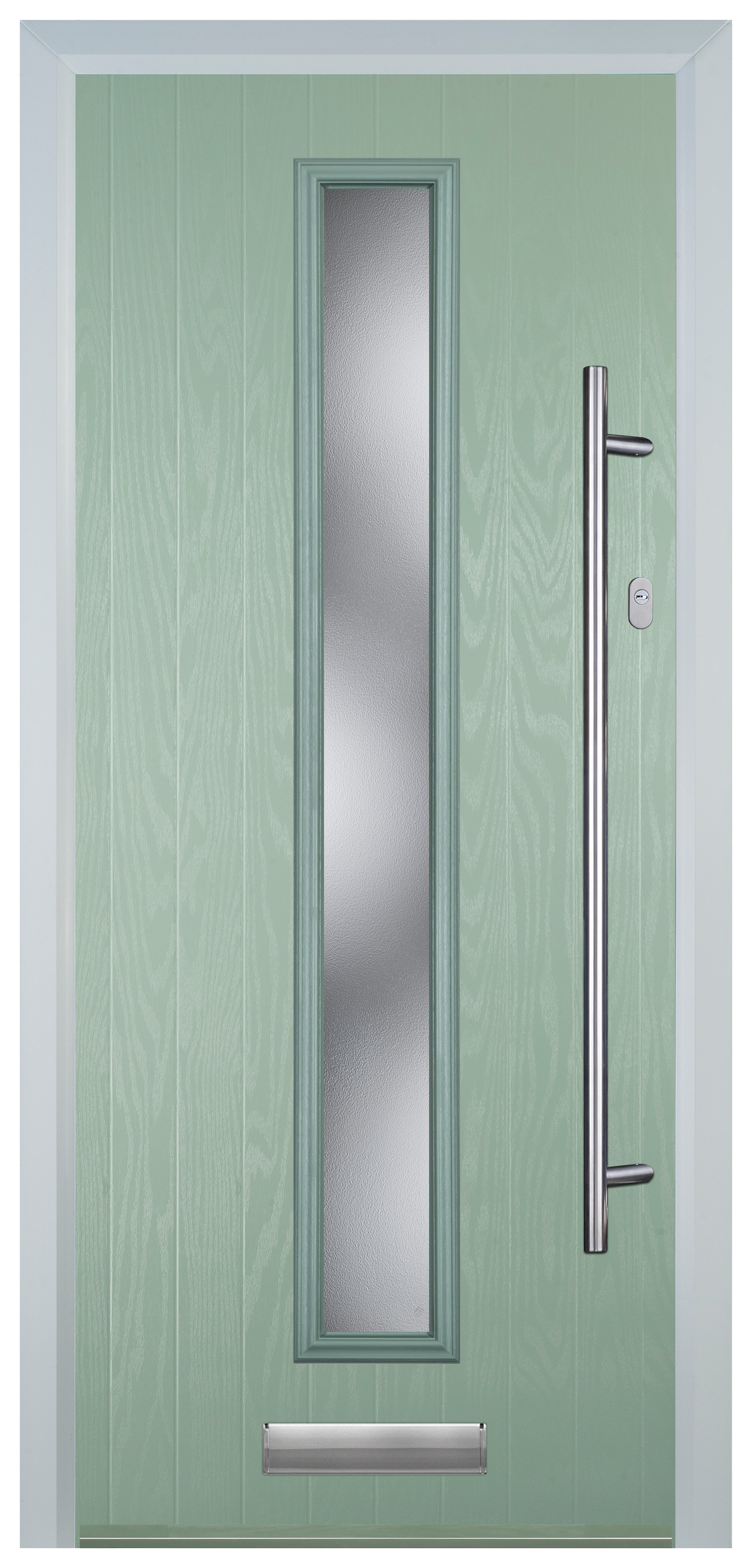 Door-Stop Cottage Chartwell Green Left Hand Composite Door with Long Narrow Glazing - 2100mm