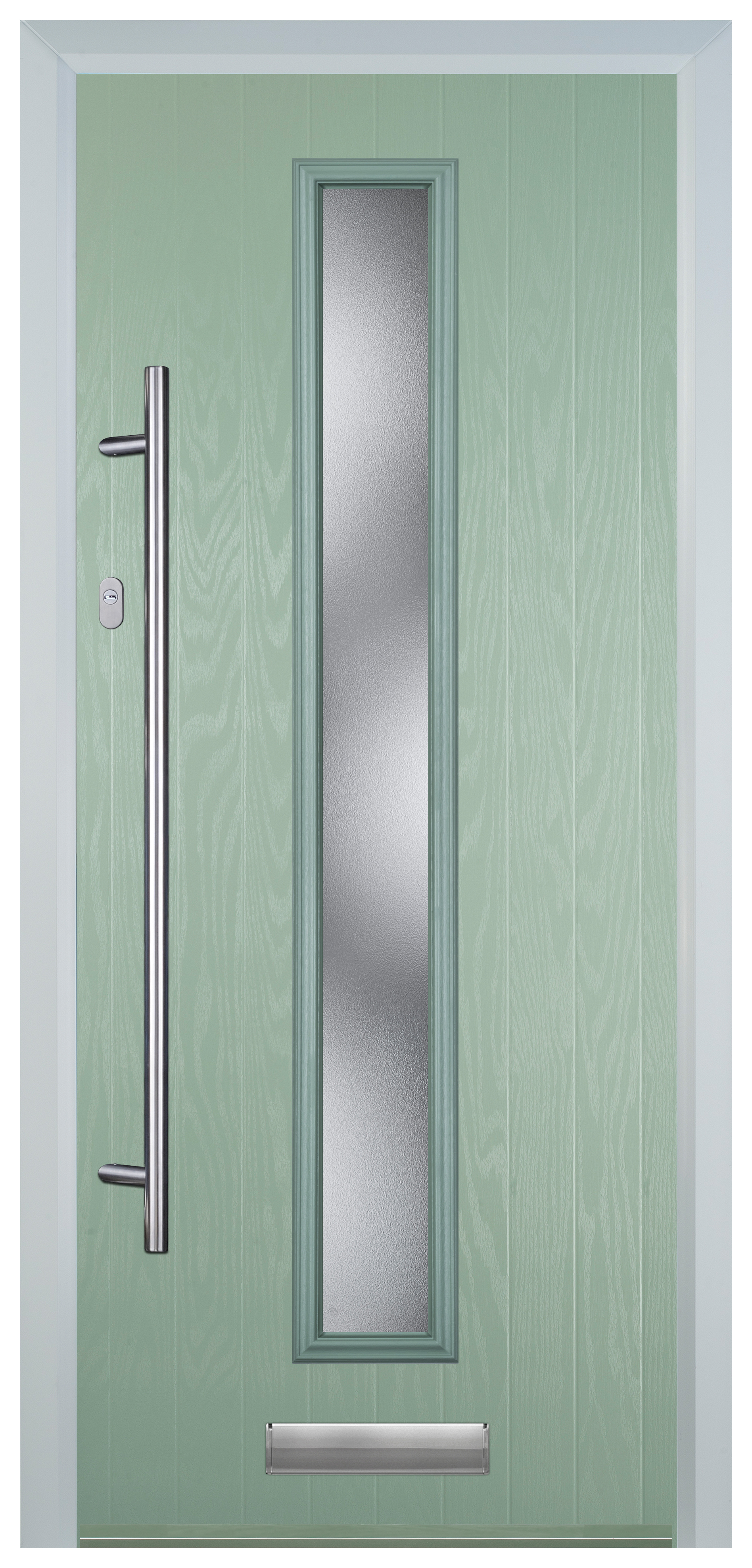 Door-Stop Cottage Chartwell Green Right Hand Composite Door with Long Narrow Glazing - 2100mm
