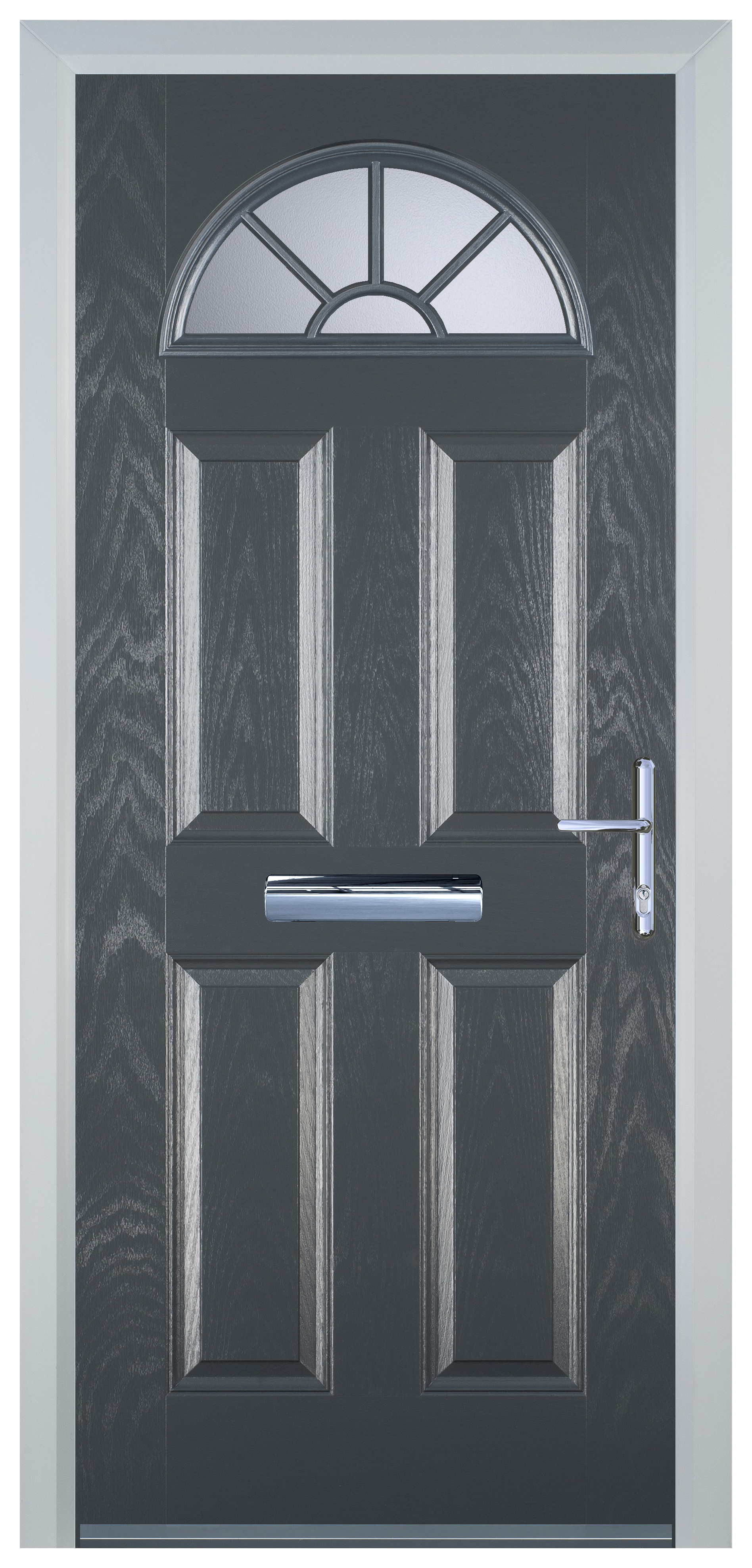 Door-Stop 4 Panel Sunburst Anthracite Grey Left Hand Composite Door - 2100mm