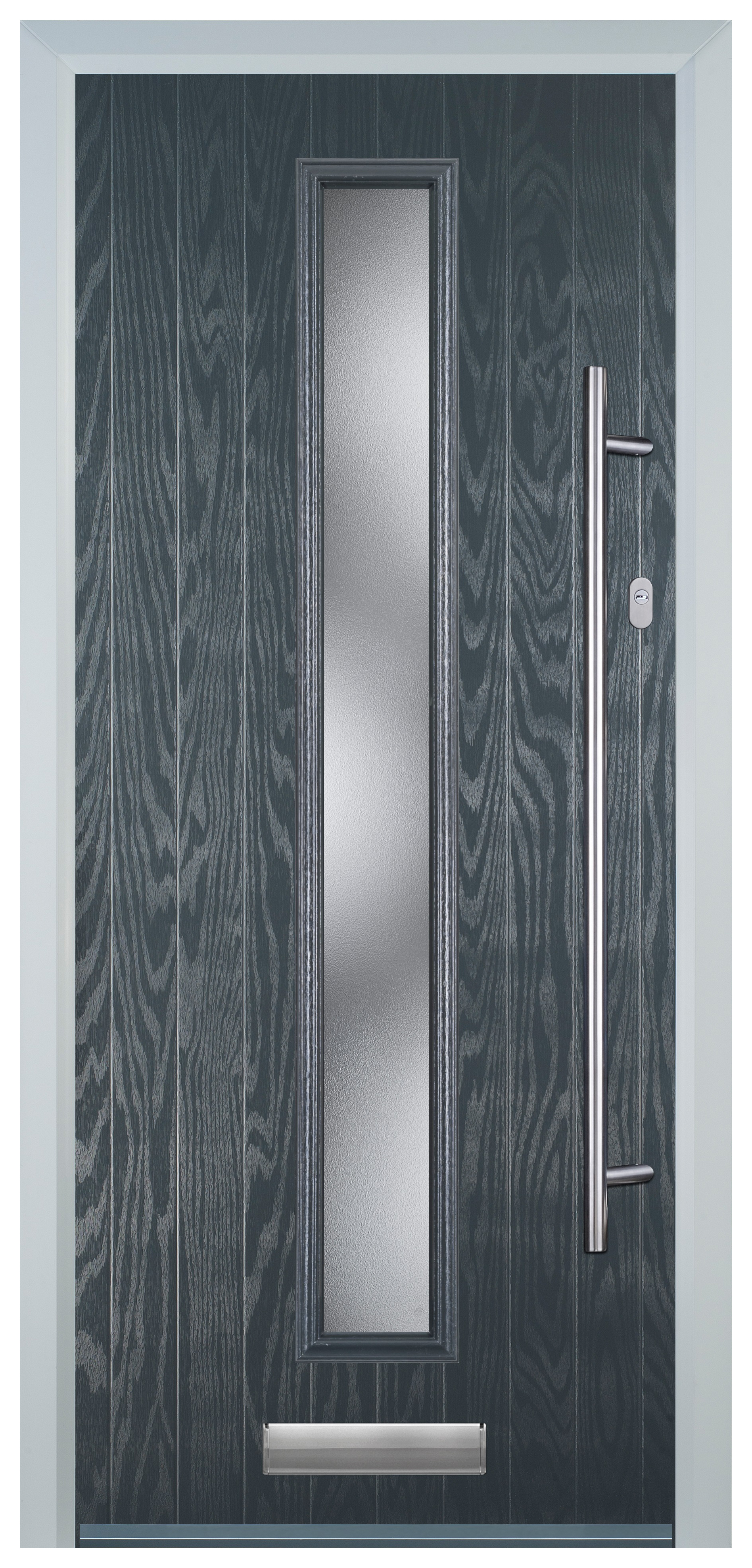 Door-Stop Cottage Anthracite Grey Left Hand Composite Door with Long Narrow Glazing - 2100mm