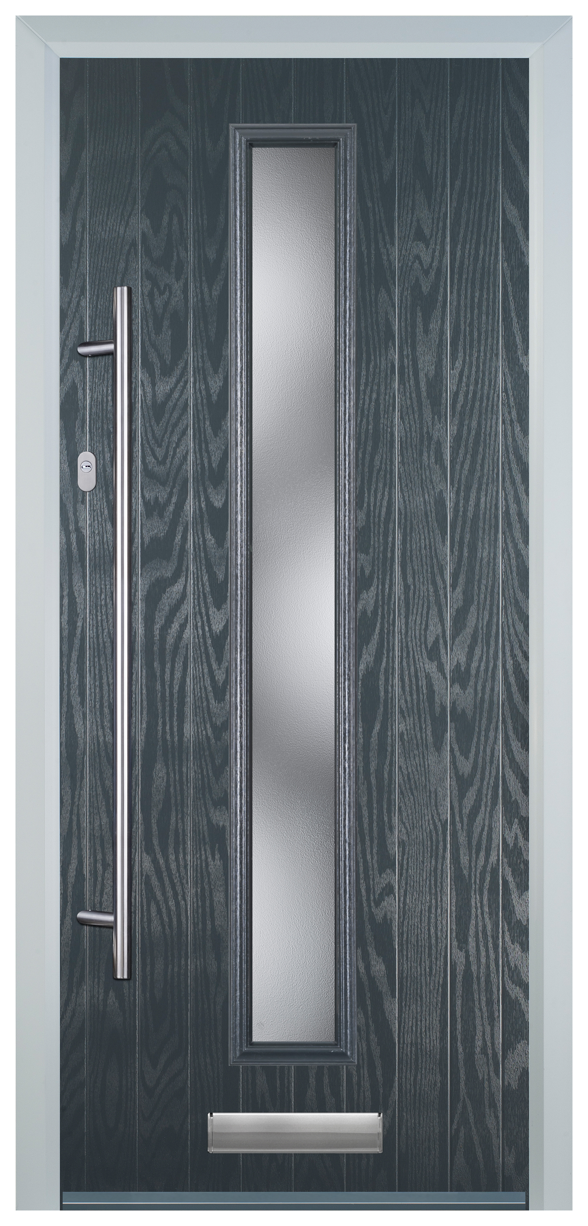 Door-Stop Cottage Anthracite Grey Right Hand Composite Door with Long Narrow Glazing - 2100mm
