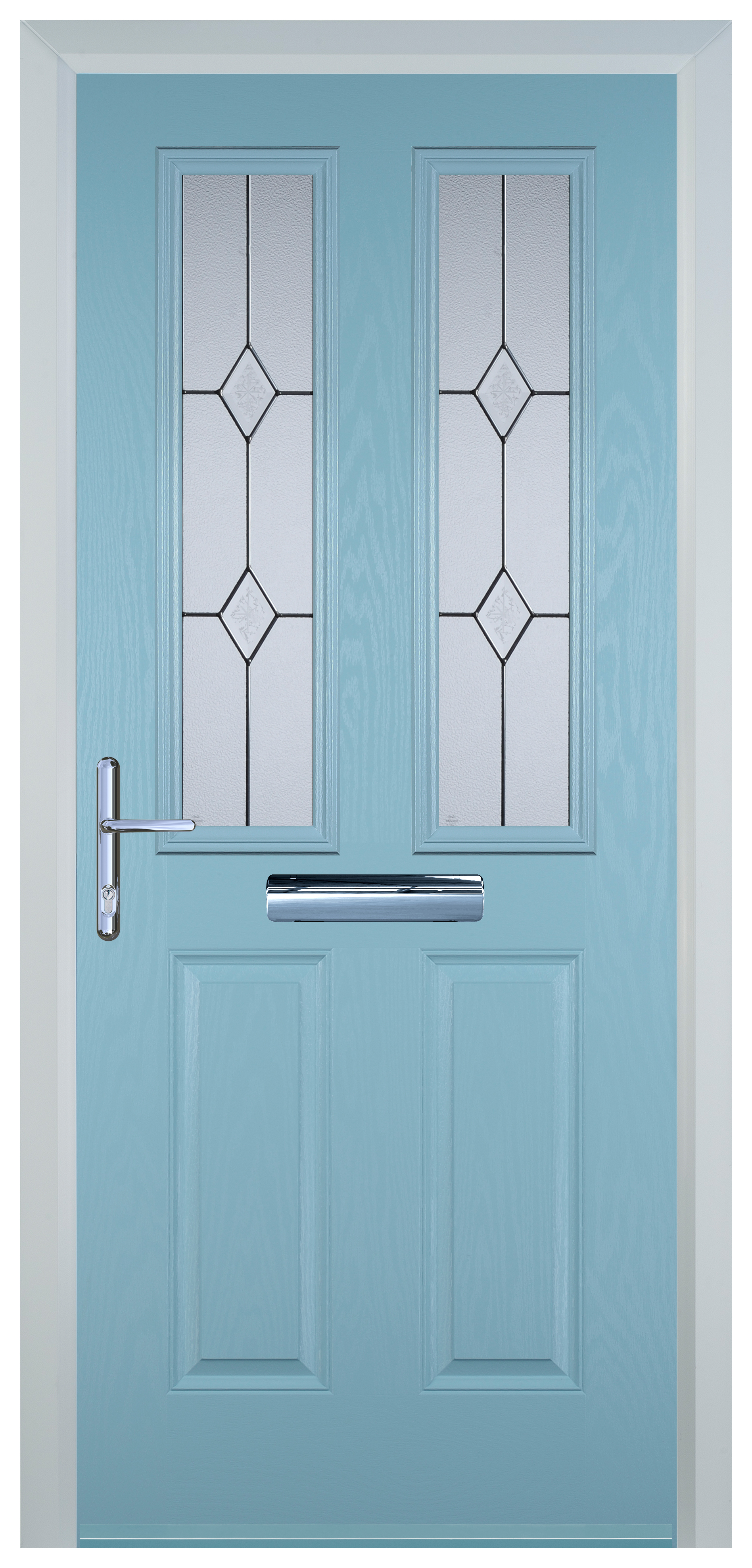 Door-Stop 2 Panel 2 Square Duck Egg Blue Right Hand Composite Door - 2100mm