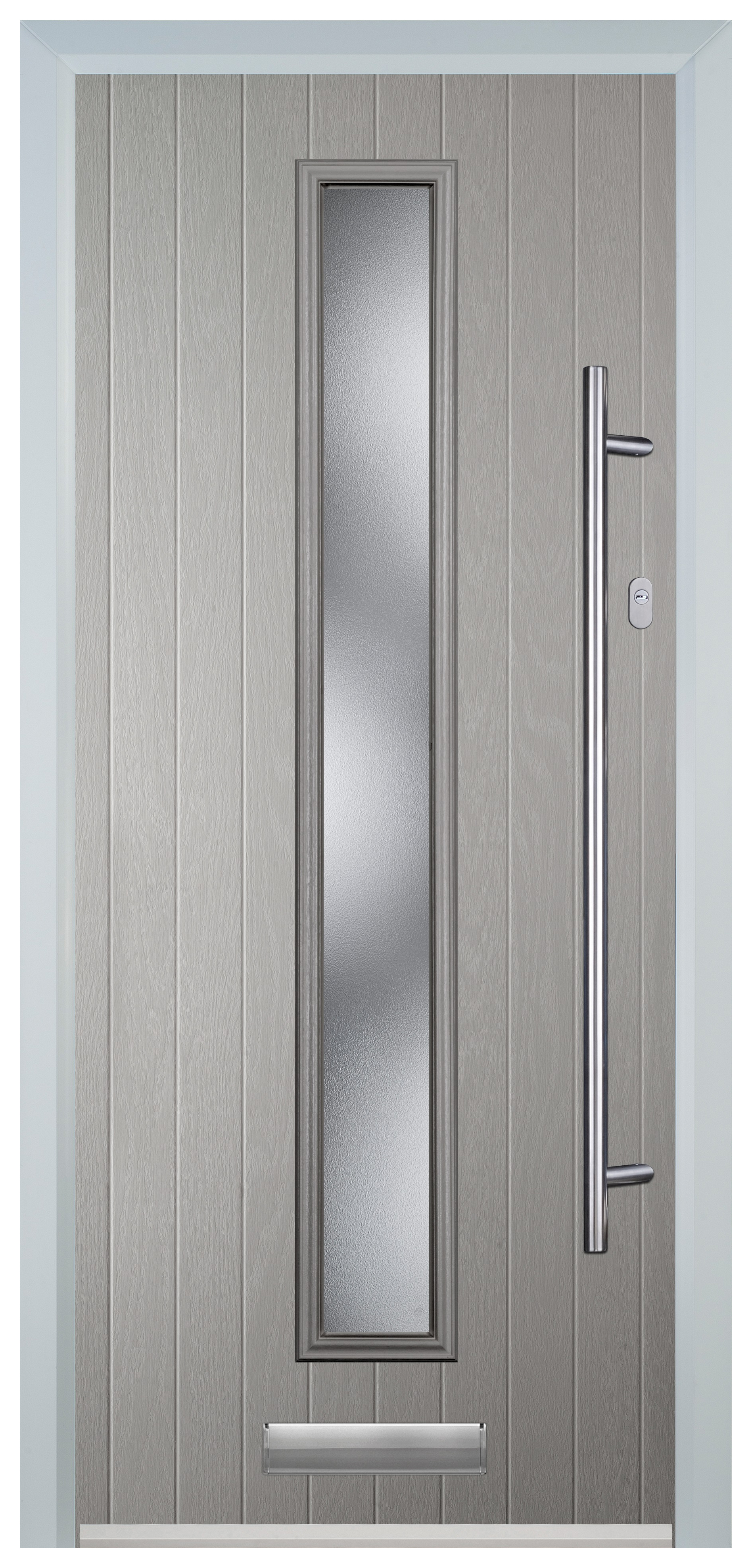 Door-Stop Cottage Agate Grey Left Hand Composite Door with Long Narrow Glazing - 2100mm