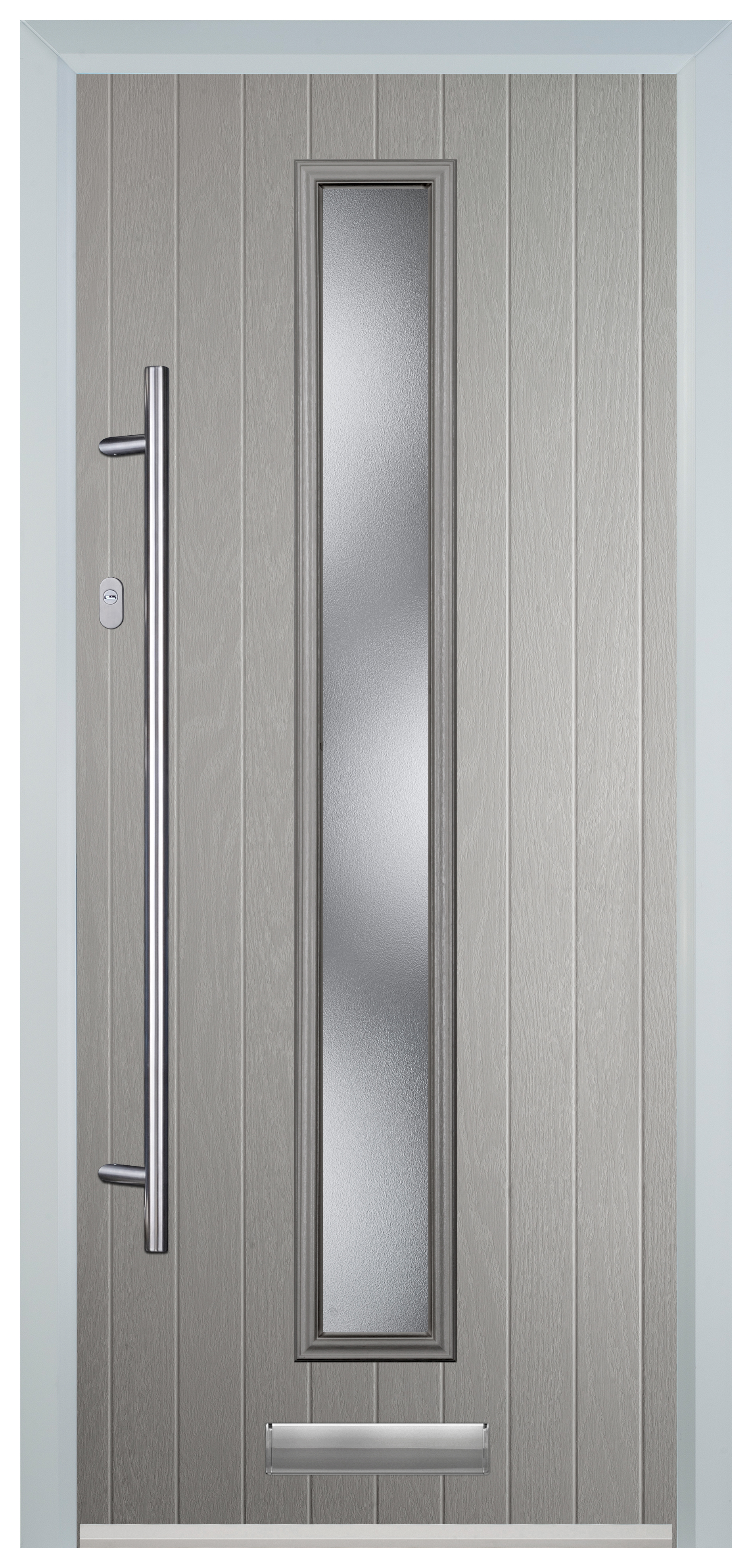 Door-Stop Cottage Agate Grey Right Hand Composite Door with Long Narrow Glazing - 2100mm