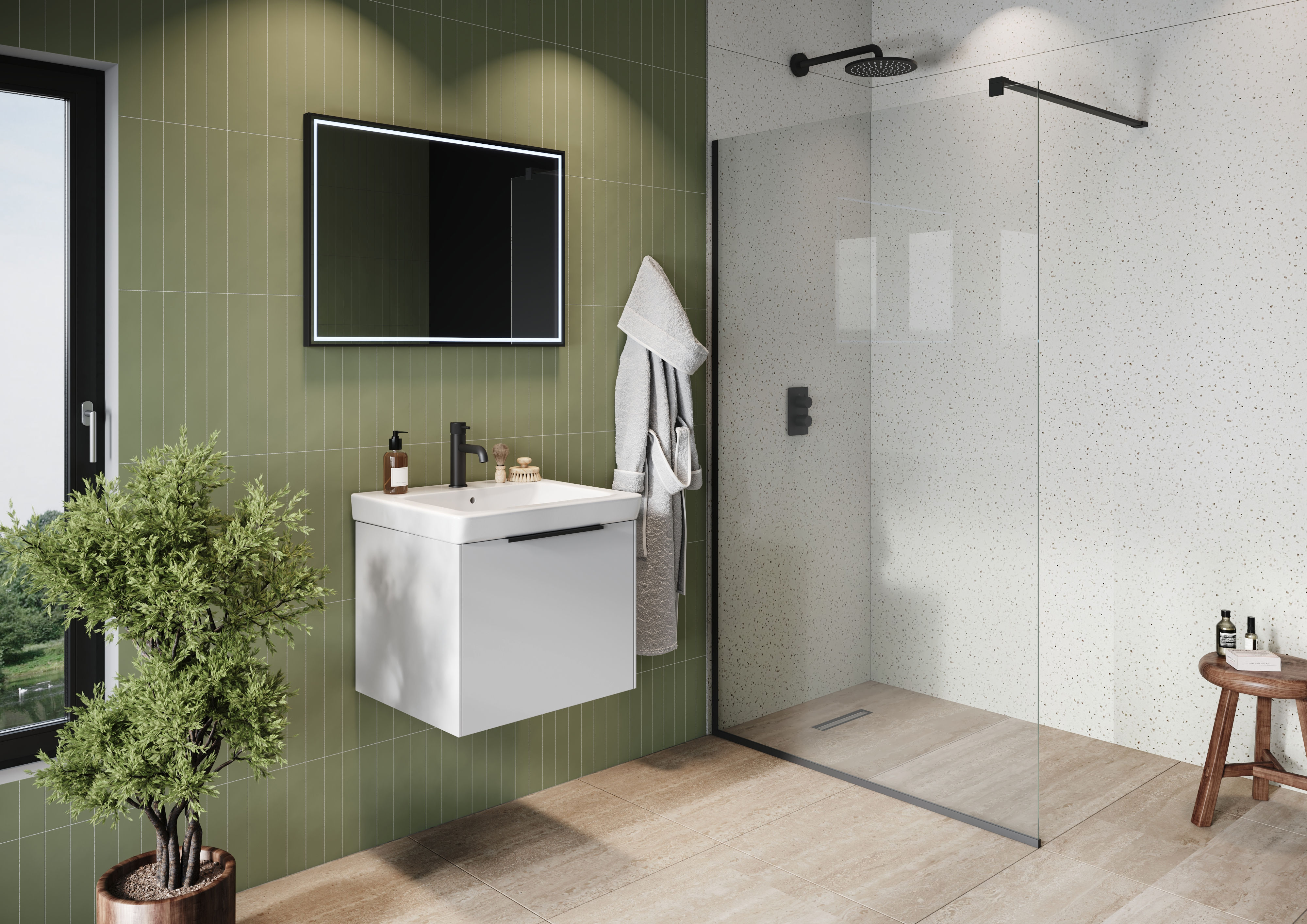 Corlea PVC White Terazzo Single Shower Panel - 2400 x 1000mm