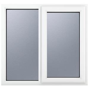 Crystal uPVC White Right Hung Obscure Double Glazed Fixed Light Window - 1190 x 1115mm