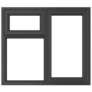Crystal uPVC Grey Right Hung Top Opener Clear Double Glazed Fixed Light Window - 905 x 965mm