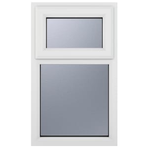 Crystal uPVC White Top Hung Opener Obscure Double Glazed Fixed Light Window - 610 x 965mm