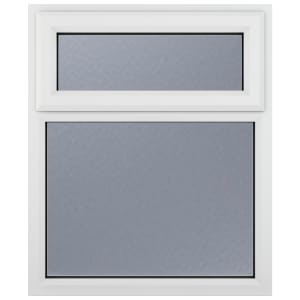 Crystal uPVC White Top Hung Opener Obscure Double Glazed Fixed Light Window - 905 x 1115mm