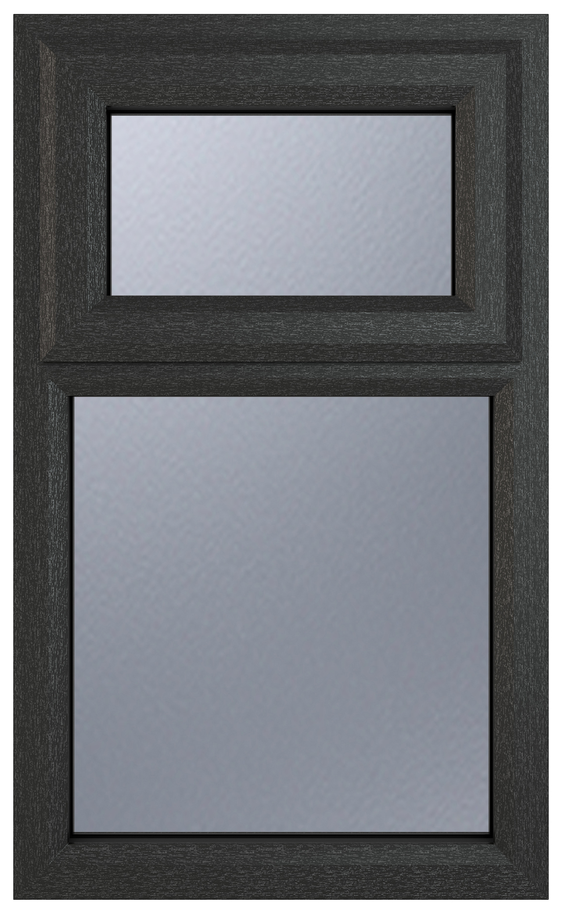 Crystal uPVC Grey Top Hung Opener Obscure Double Glazed Fixed Light Window - 610 x 1190mm