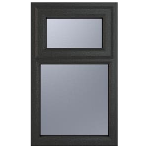 Crystal uPVC Grey Top Hung Opener Obscure Double Glazed Fixed Light Window - 610 x 1040mm