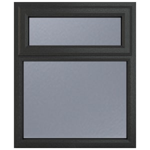 Crystal uPVC Grey Top Hung Opener Obscure Double Glazed Fixed Light Window - 905 x 965mm