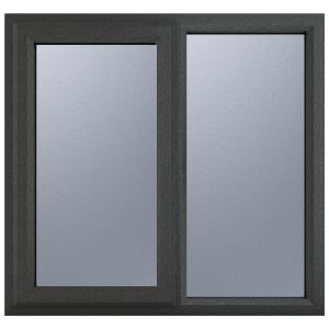 Crystal uPVC Grey / White Left Hung Obscure Triple Glazed Window - 905 x 965mm