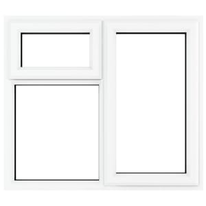 Crystal uPVC White Right Hung Top Opener Clear Triple Glazed Window - 1190 x 1115mm