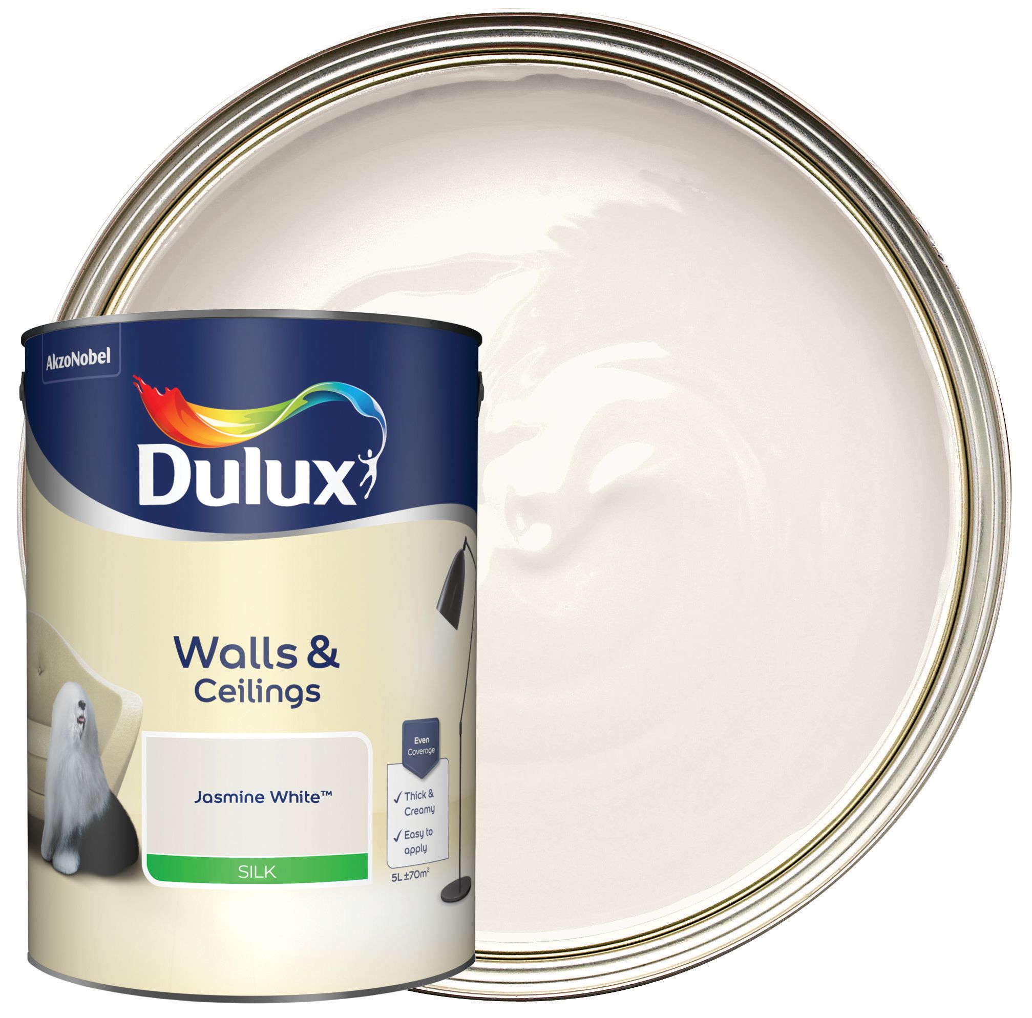 Dulux Silk Emulsion Paint - Jasmine White - 5L