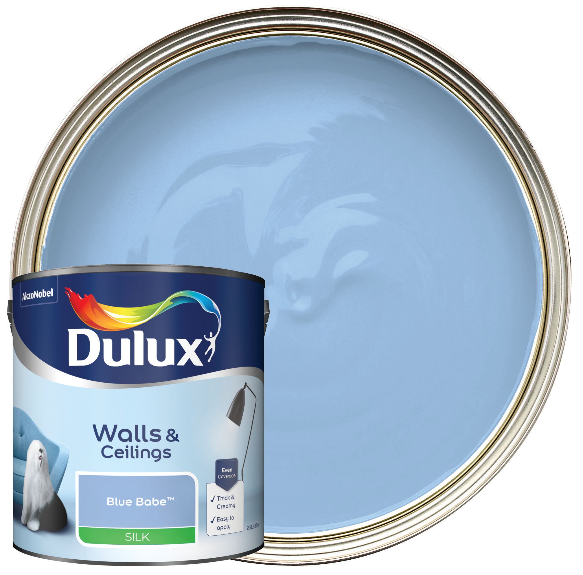 Dulux Silk Emulsion Paint - Blue Babe - 2.5L