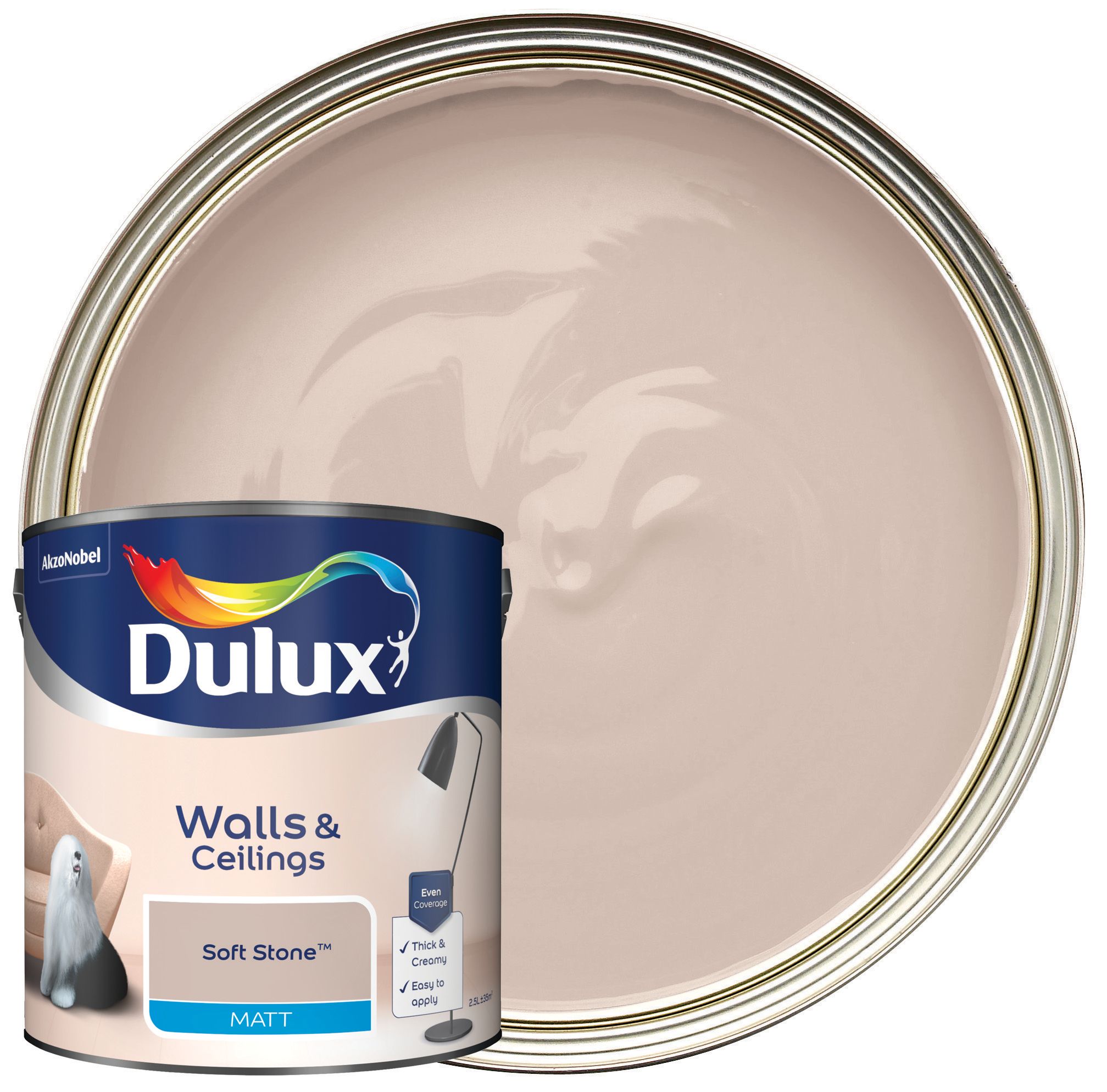 Dulux Matt Emulsion Paint - Soft Stone - 2.5L