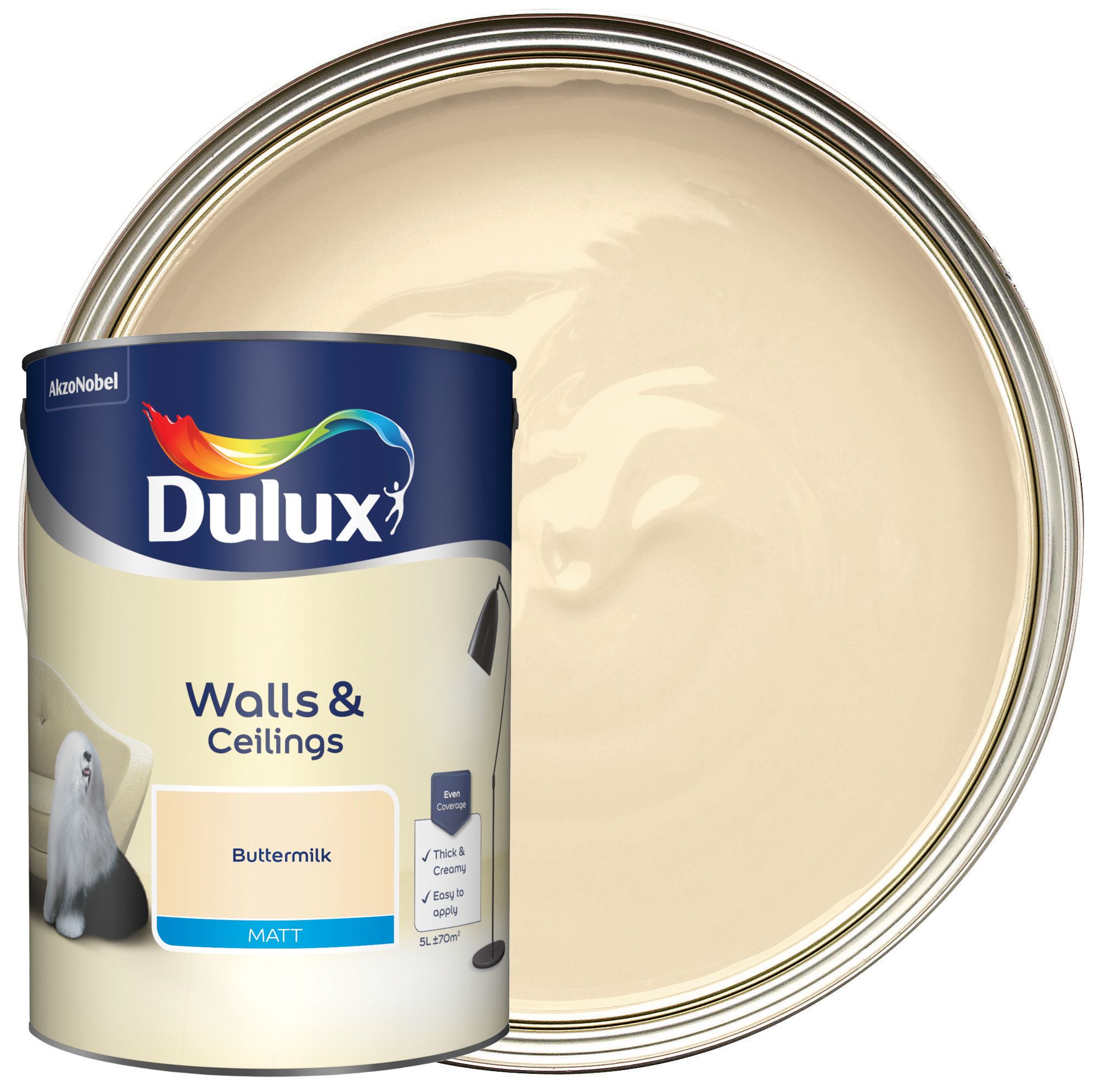 Dulux Matt Emulsion Paint - Buttermilk - 5L