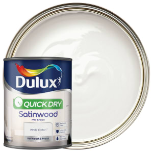 Dulux Quick Dry Satinwood Paint - White Cotton - 750ml