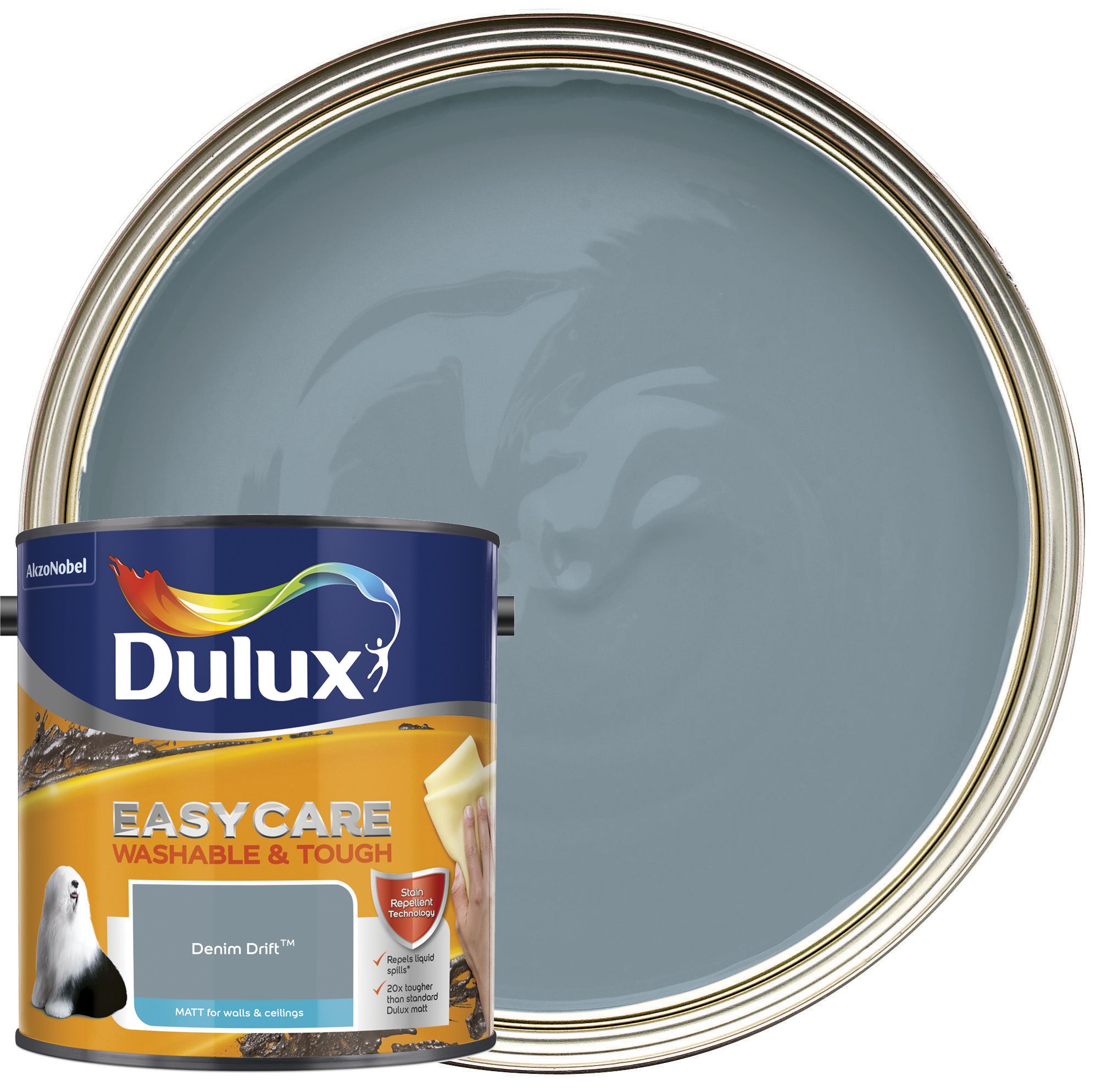 Dulux Easycare Washable & Tough Matt Emulsion Paint - Denim Drift - 2.5L